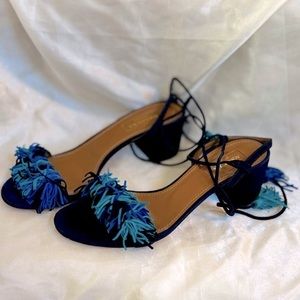 AQUAZZURA Suede Fringed Sandals